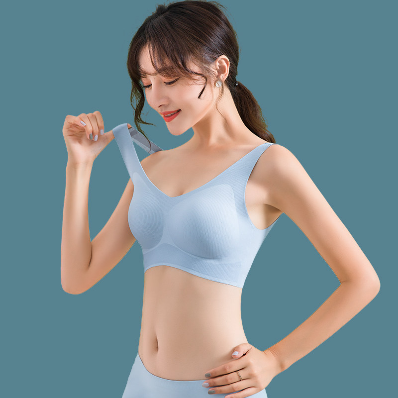 美背内衣女夏运动薄款显胸小无痕超薄无钢圈大胸显小文胸罩背心式
