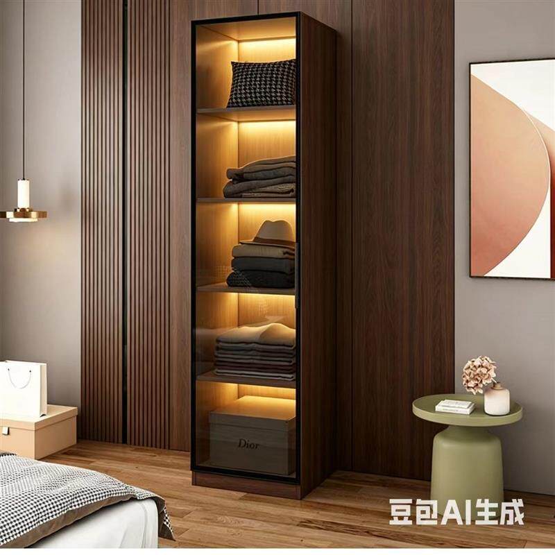 高端衣柜家用现代简约玻璃门转角轻奢衣帽间柜子组合可定制单双门