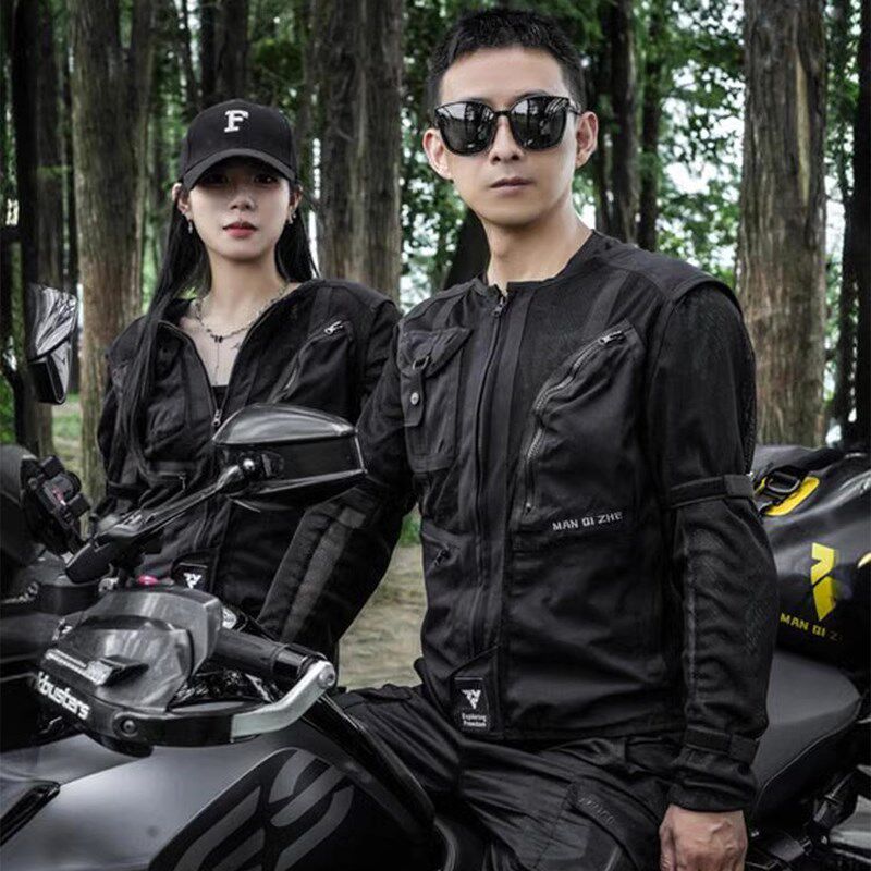 漫骑者摩托车夏季骑行服网眼透气机车服耐磨防摔机能夹克护甲衣