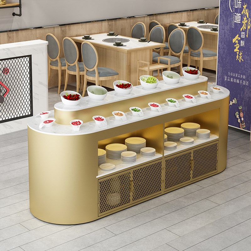 火锅店调味台双面自助餐调料台餐厅佐料台商用蘸料台大理石酱料台图片