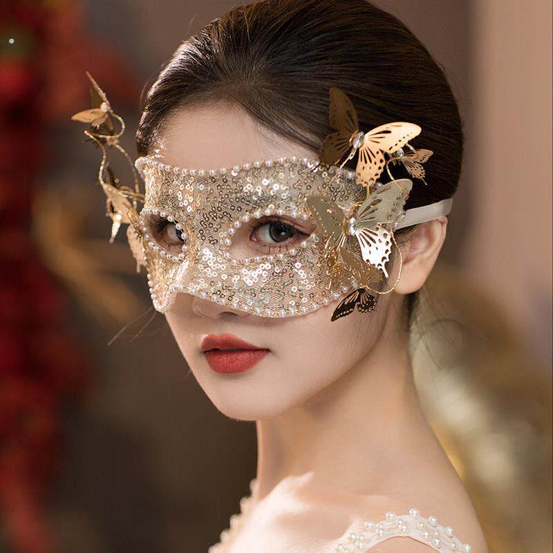 蝴蝶亮片面具半脸女表演出古装面罩成人性感眼罩化妆舞会派对道具