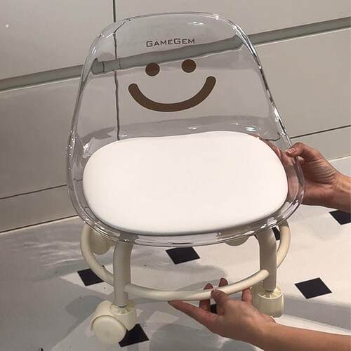 【新家的100个快递】亚克力透明凳子家用小矮凳滑轮移动靠背椅子