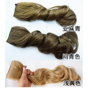 中长卷发大波浪卷假发片女一片式卷发片棕青色黄亚麻闷青色接发片
