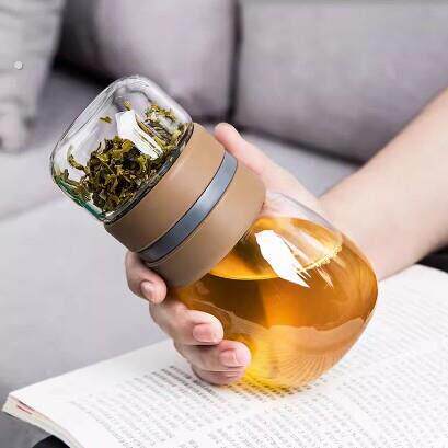 茶水分离玻璃杯男士高档泡茶杯子个人专用女生便携茶杯大容量水杯