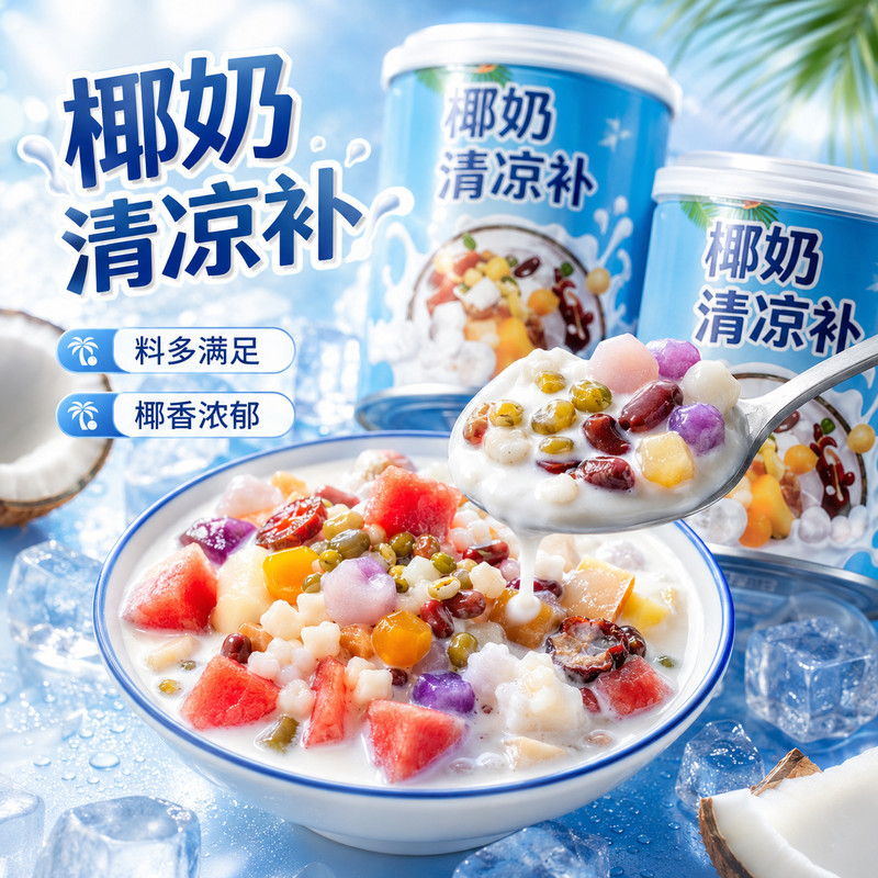 椰奶清补凉夏季消暑甜品海南特色