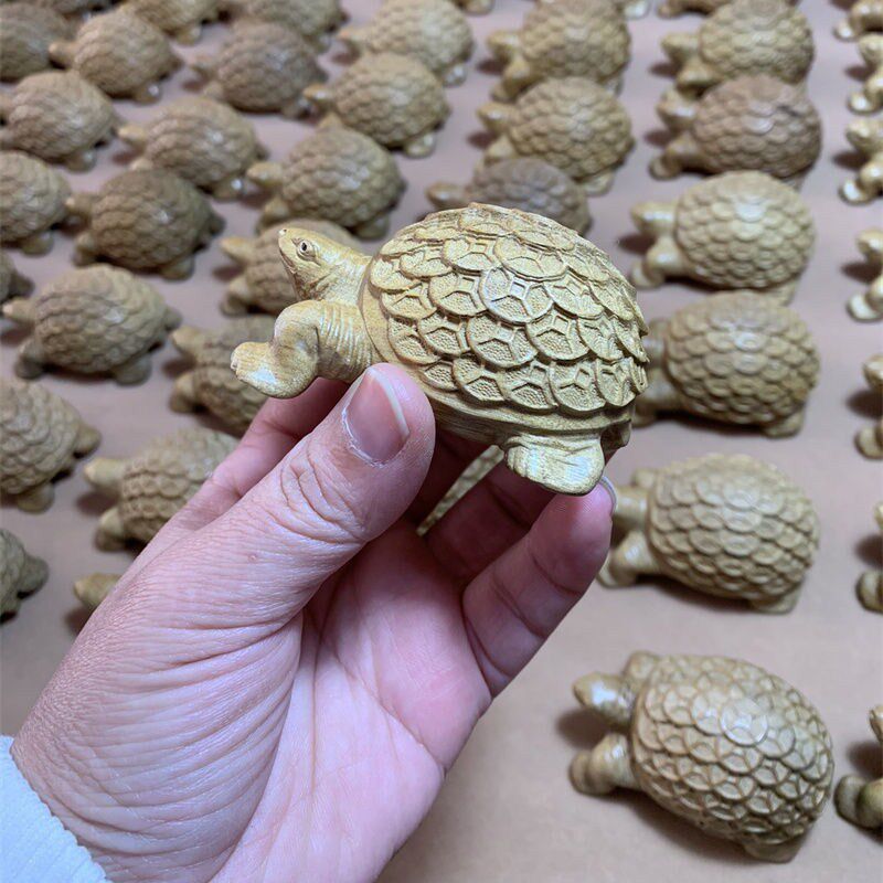 正宗金丝楠木正黄料金钱龟实木整料手把件阴沉木雕刻工艺汽车摆件