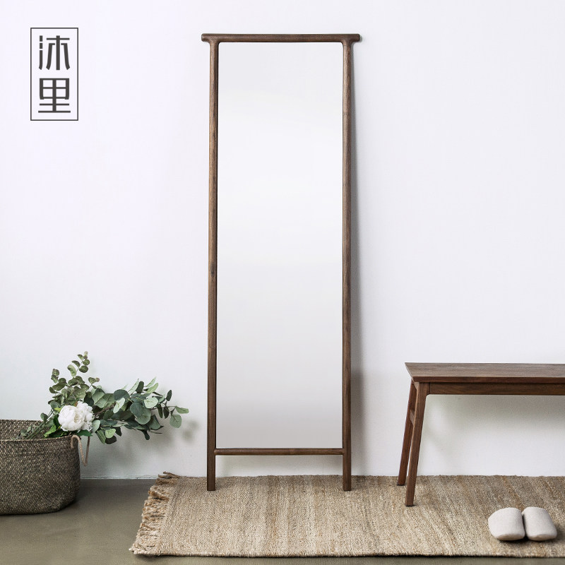 沐里/如泓穿衣镜/实木中式原木卯榫简约落地镜子全身家用卧室北欧