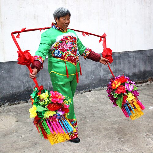 舞蹈花篮 秧歌花篮舞蹈花挑 舞台戏曲戏剧花篮 花挑舞道具