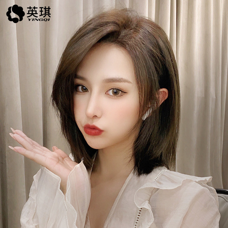 全真人发丝假发 偏分短发甜美风格自然中长直发套