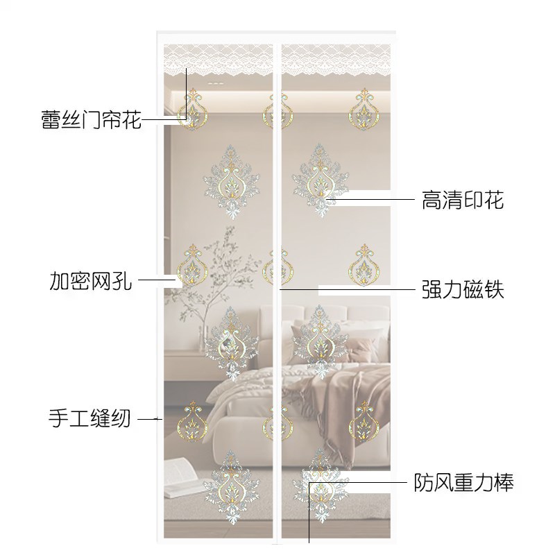 门帘纱门2026夏季新款家用防蚊虫隔断帘免打孔磁吸纱窗卧室自粘帘