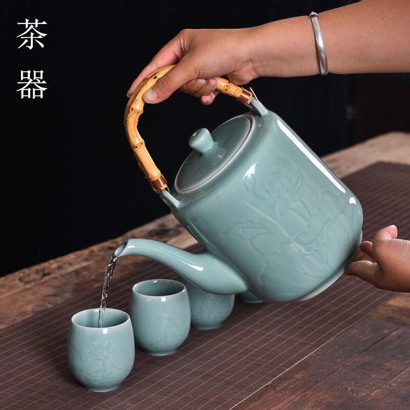 欣和青瓷大号家用凉茶壶茶具套装陶瓷茶壶特大容量凉水壶一壶八杯