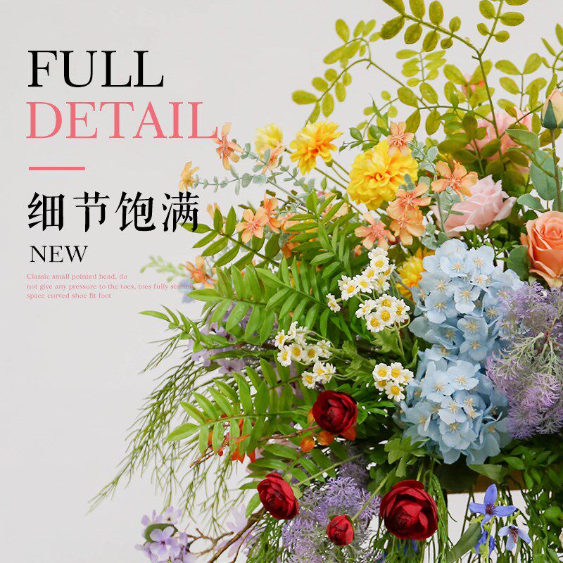 餐桌花艺摆件长条仿真瀑布桌花装饰花藤橱窗柜台假花婚礼宴会插花