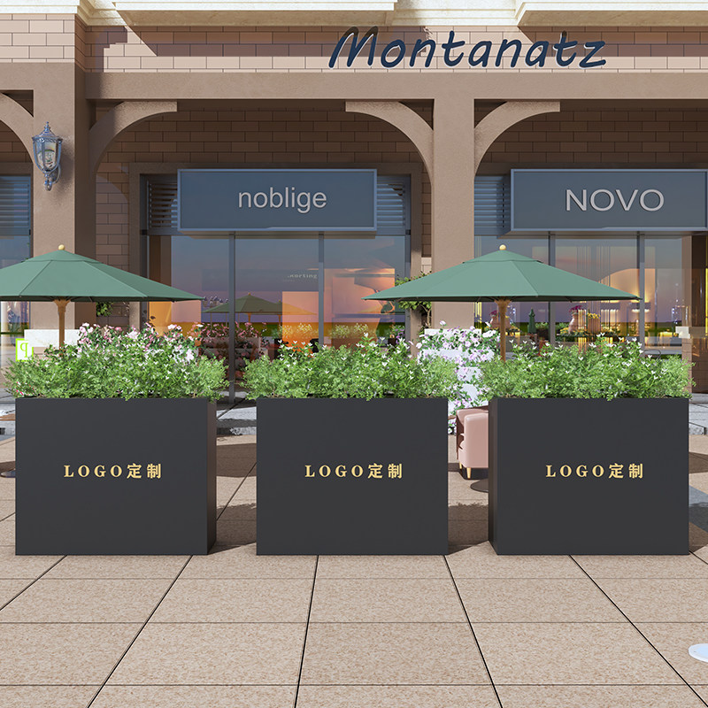 户外铁艺花箱市政道路花坛花盆售楼部室外庭院咖啡店花槽花栏隔断