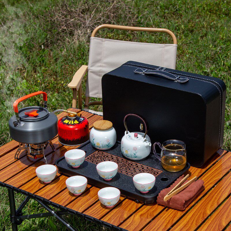 户外便携式旅行茶具套装带烧水炉野外车载露营泡茶壶煮茶炉具装备