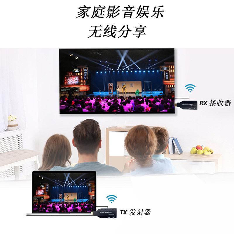 HDMI无线传输器50米电脑无线投屏器1080P高清盒子无线同屏到电视