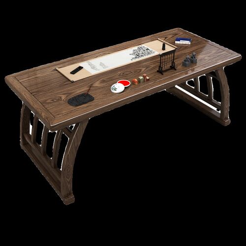 国学桌实木马鞍桌琴桌仿古书法桌书画桌中式古典家具榆木办公桌