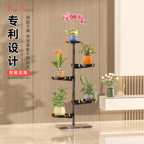 花架阳台客厅置物架新款室内落地极简铁艺悬挂鸟笼电视柜旁花架子