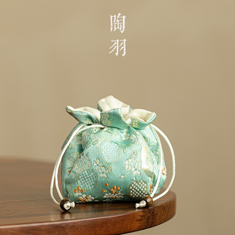 石榴花柿子包便携收纳旅行包家用户外茶叶罐茶杯茶具茶壶布艺包