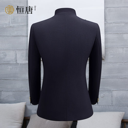 2023新品青年中式结婚礼服宴会中山装套装男主持人立领西装演出服