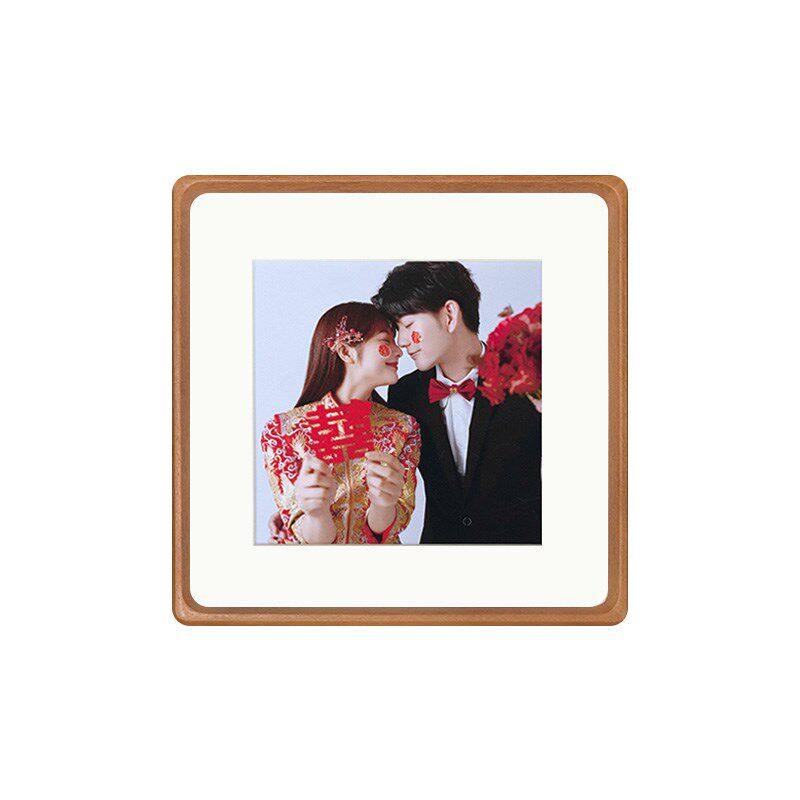 婚纱照相框摆台diy定制打印6寸夫妻结婚登记照装裱高级感实木画框