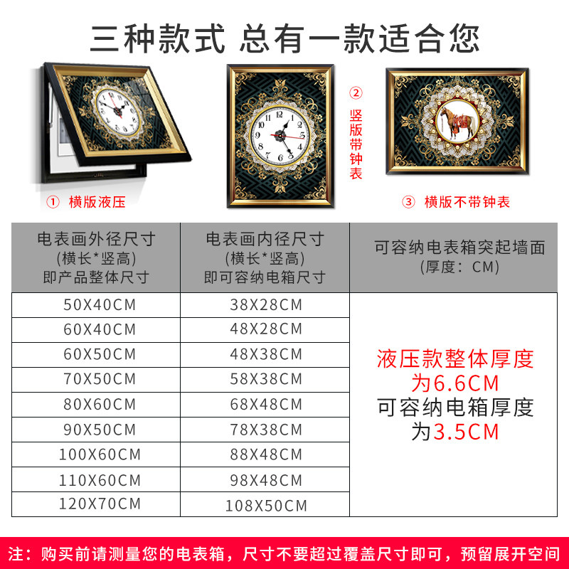 免打孔电表箱装饰画欧式钟表配电箱电闸盒遮挡装挂画轻奢壁画美式
