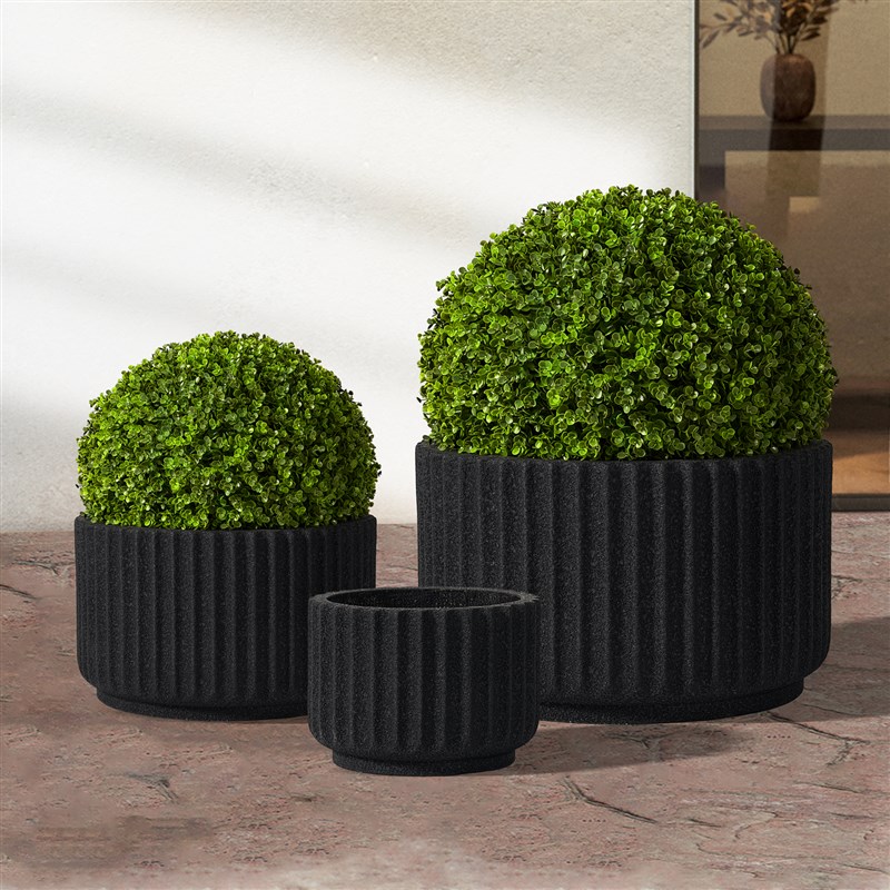 简约厚重浮雕纹圆形玻璃钢大号花盆绿植多肉植物种植盆阳台园艺盆