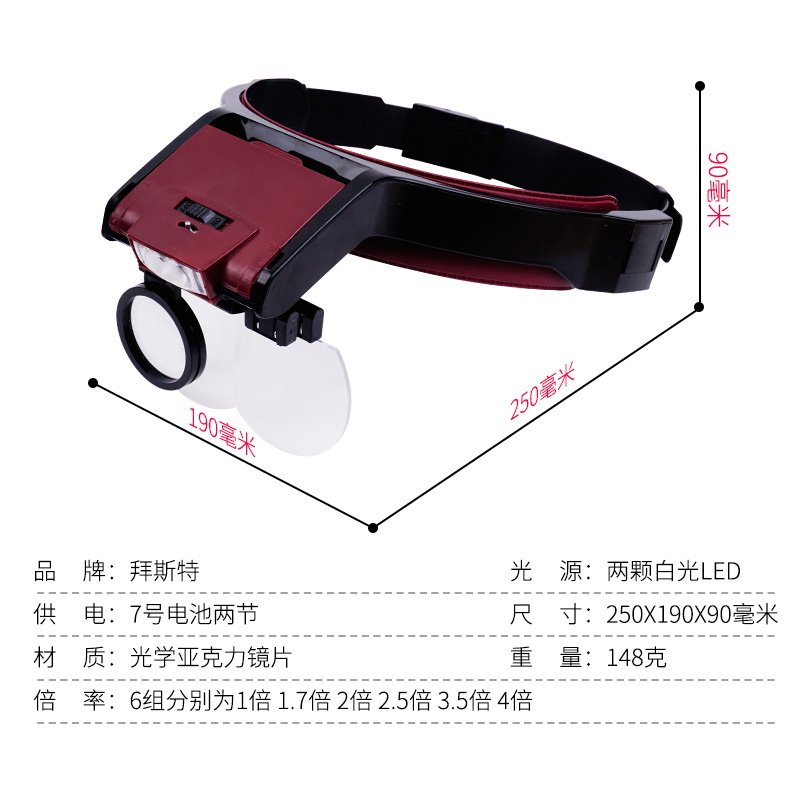 眼镜放大镜头戴美容院夹黑头拔带灯7.5倍种嫁接睫毛专用美睫高清