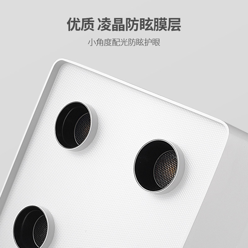 极简全铝明装圆角筒灯射灯一体正四头LED防眩斗胆灯客厅全光谱
