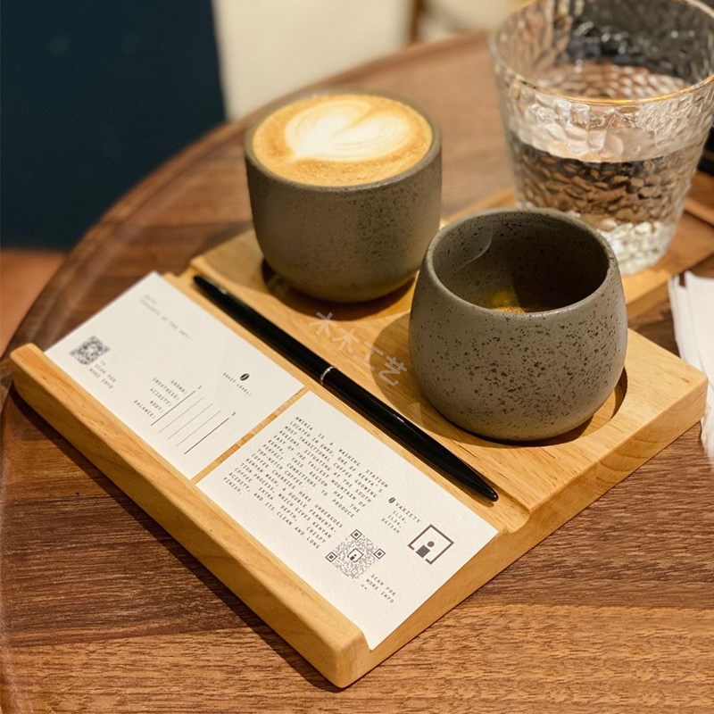 两孔试饮咖啡杯木托精酿啤酒实木酒杯架咖啡店专用轻奢复古杯托盘