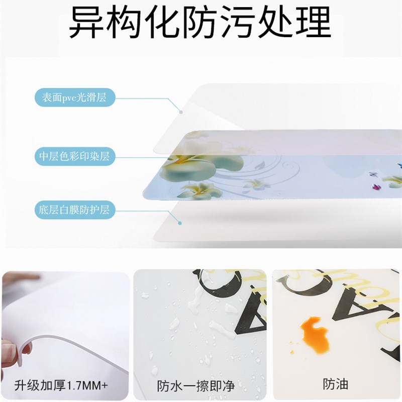 3D立体方形茶几床头柜桌布餐桌垫网红防水防油防烫免洗加厚软玻璃