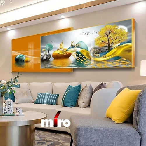 轻奢客厅装饰画叠加沙发背景墙创意壁画北欧风卧室挂画晶瓷镶钻画