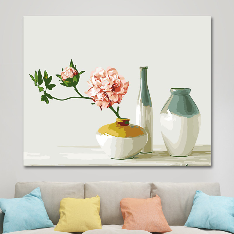 icision数字油画diy自绘减压手工填色数码手绘油彩装饰画花卉风景