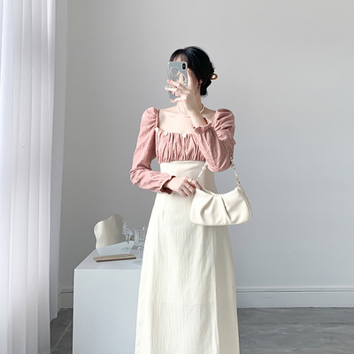 时尚高级法式连衣裙女秋季新款复古温柔气质女神范订婚小礼服长裙