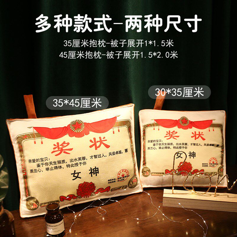 奖状抱枕定制折叠抱枕被子两用汽车靠枕车用空调被创意座椅靠垫女