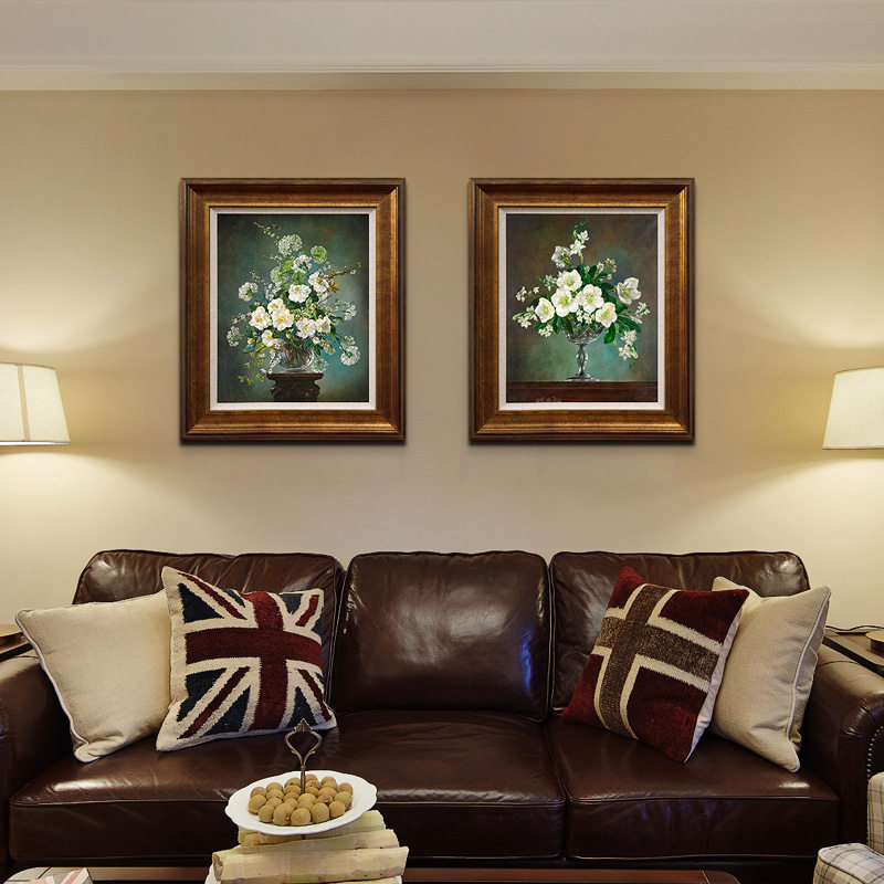 春之花束 英国古典花卉写实油画静物欧式美式客厅双联餐厅装饰画