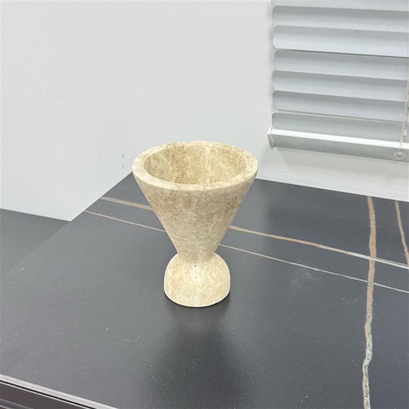 侘寂风天然洞石圣木香薰托盘北欧香薰炉扩香器设计师卧室玄关摆件