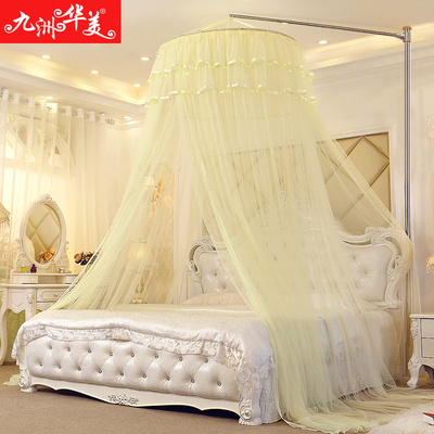 天地柱圆顶蚊帐1.8米床2m双人家用伸缩落地支架杆公主风2023新款