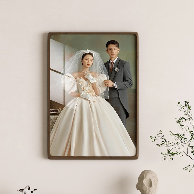 高级感婚纱照实木相框空画框床头挂墙定制diy全家福打印装裱摆台