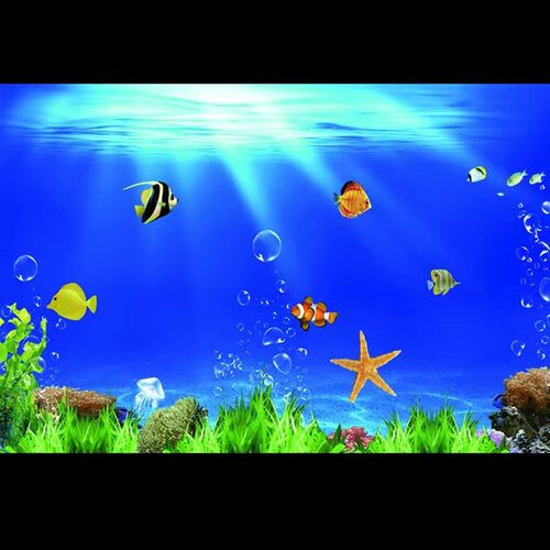 鱼缸背景贴纸壁纸高清图3D立体画海底世界背景画水族箱造景装饰画