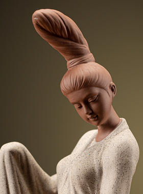 仕女禅意古风紫砂历史人物摆件家居客厅电视柜茶室茶桌装饰品摆设