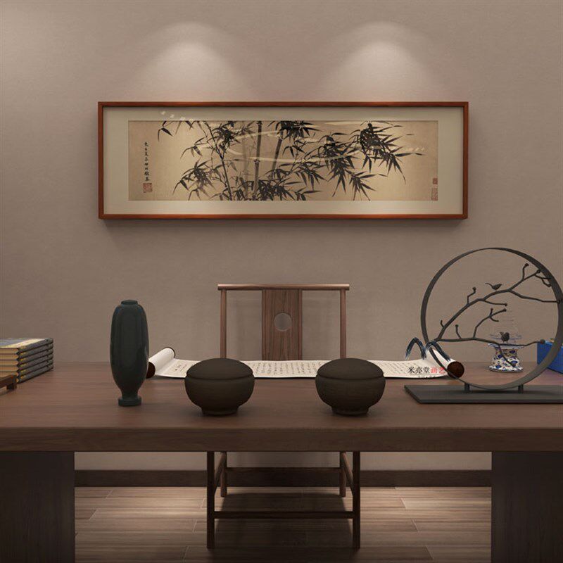 米亦堂x水墨竹 新中式明清古典宣纸字画客厅沙发背景墙玄关横挂画