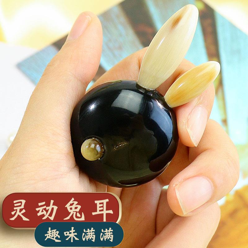 角缘黄牛角梳经络梳全身头部家用男女取点按穴位笔兔子按摩梳子