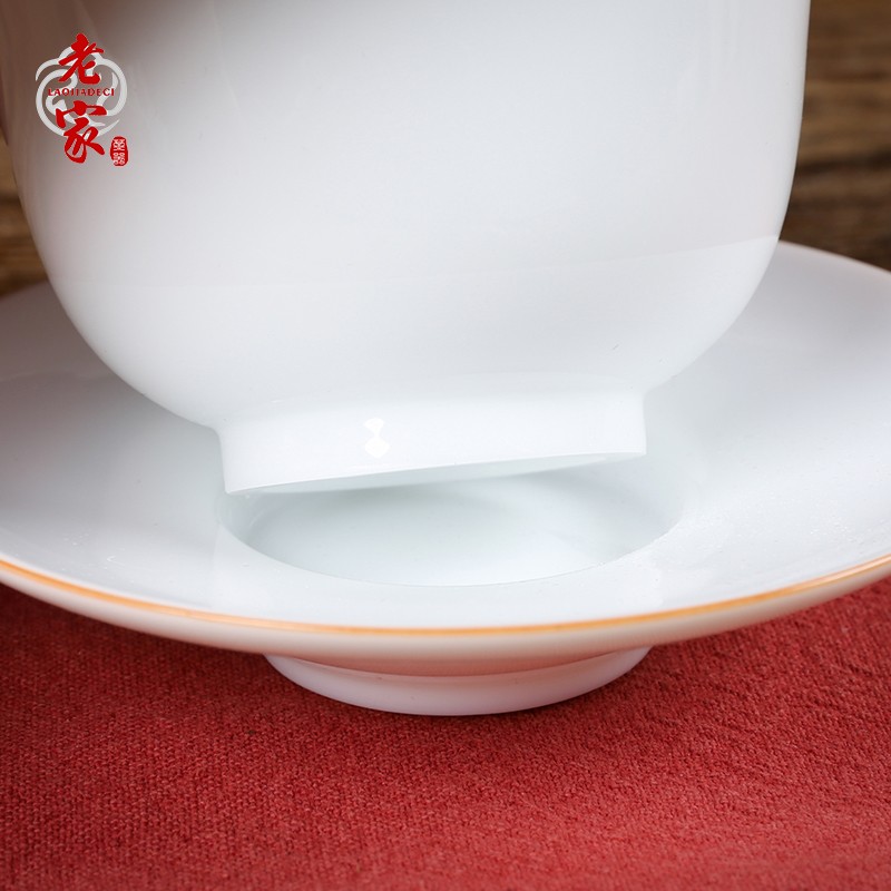 甜白釉 白瓷盖碗 手工纯白茶杯功夫茶具 家用玉瓷薄胎 三才泡茶碗
