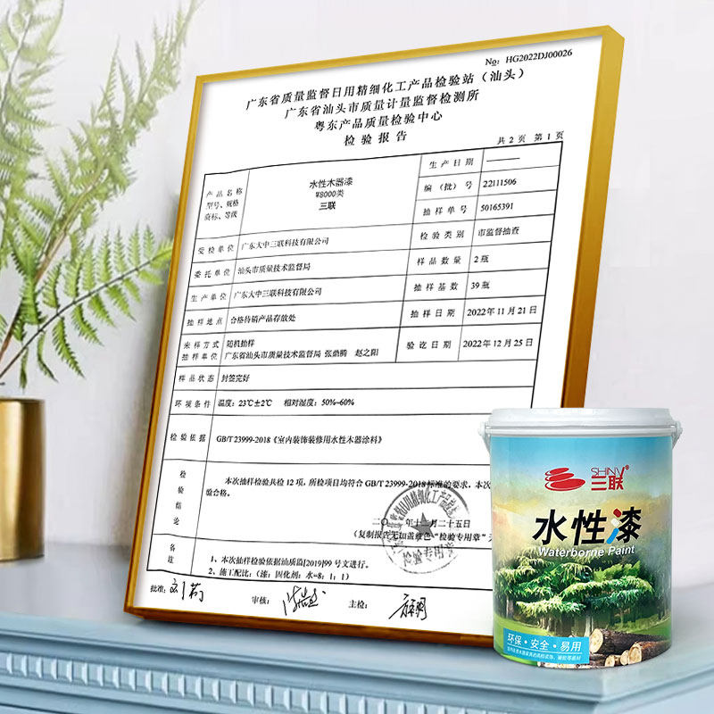三联免打磨水性木器漆家俱白漆木工水性油漆实木改色家用自刷清漆