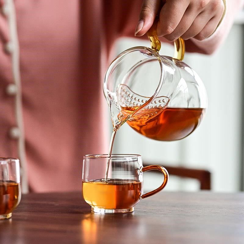 加厚玻璃月牙公道杯茶漏一体大容量分茶器绿茶泡茶壶过滤茶具高档
