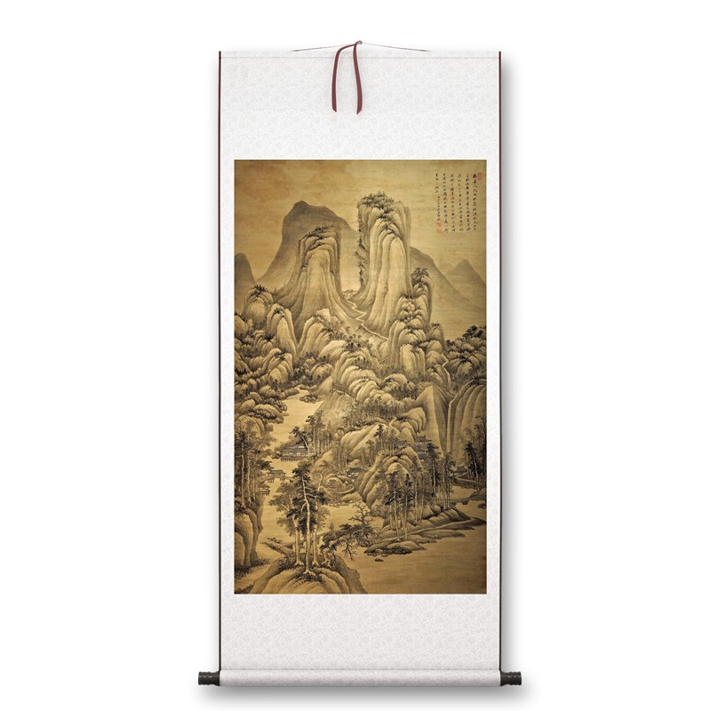 清 王鉴《关山秋霁图》客厅书房茶室山水风景挂画装饰画高清卷轴
