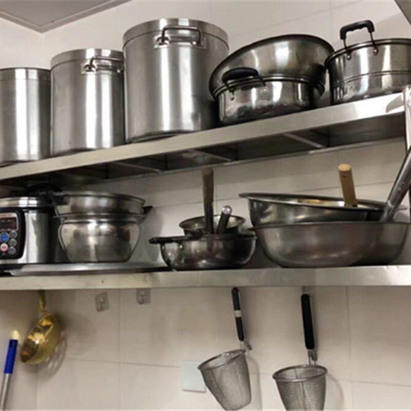 厨房不锈钢吊架三层挂墙壁挂式后厨收纳置物架2上墙微波炉调料架