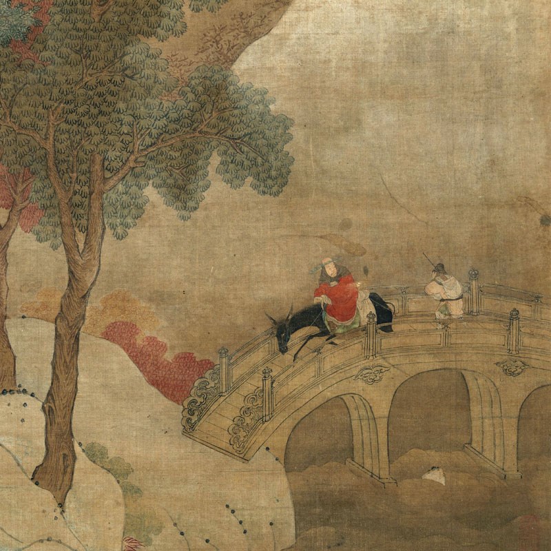 南北朝张僧繇雪山红树图山水画古画中国画字画名画复制品仿古画