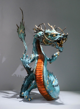 铜金岁月铜龙摆件生肖龙工艺品办公室客厅书房家居生意兴隆装饰品