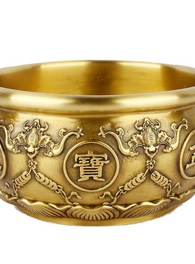 纯铜聚宝盆摆件家居客厅装饰品店铺开业礼品实心加厚五福聚宝盆